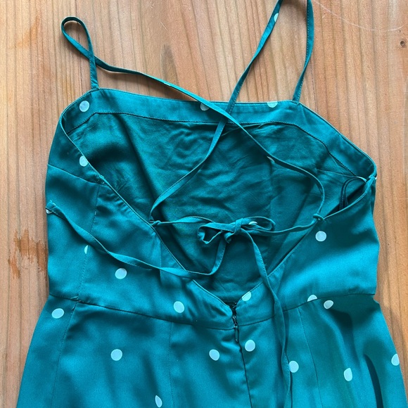 Abercrombie & Fitch Teal Polka Dot Midi Dress - Picture 3 of 7